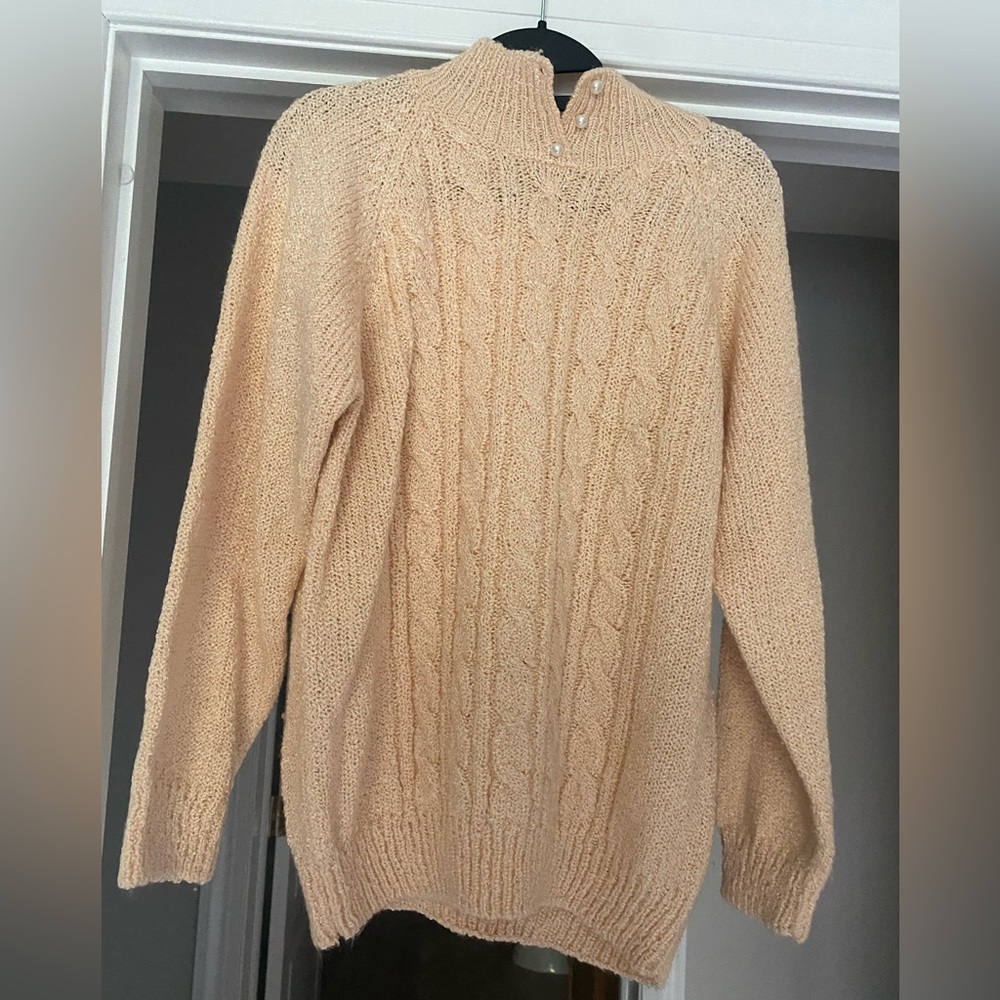 Vintage Jennifer Moore cream/peach knitted jumper sweater Sz M